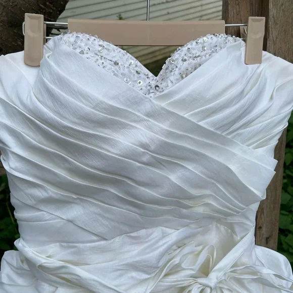 Cinderella Divine Short White Strapless Wedding Dress - Picture 6 of 12